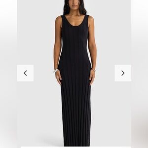 Black Ribbed Scoop Neck Maxi Dress